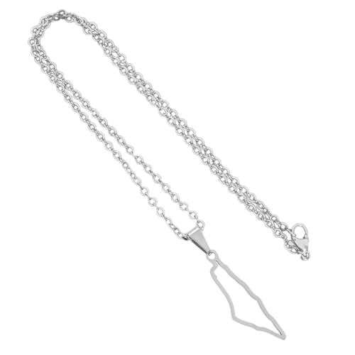 SEAYACK Stilvolle Halskette mit ISR-Karten-Anhänger, trendiger ISR-Halsschmuck, Edelstahl, für Reisebegeisterte, A, Edelstahl von SEAYACK