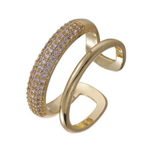 SEAYACK Stilvolle Zwei Ebenenringe Mit Zirkonia Anspruchsvollen Strasssteinen Eröffnen Ringe Fingerschmuck Für Partys Oder Tägliche Abnutzung von SEAYACK