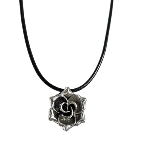 SEAYACK Verstellbare Rose Schlüsselbein Kette Blume Form Anhänger Halsketten Schwarz Seil Halskette Elegantes Choker Zubehör, Lederseil-Legierung von SEAYACK