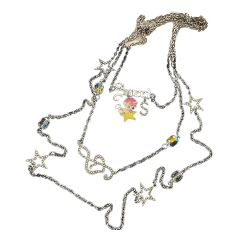 SEAYACK Weibliche Schlüsselbeinkette, mehrschichtige Musiknoten-Stern-Halskette, Studentin, einfaches Temperament von SEAYACK