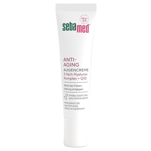 SEBAMED Anti-Aging Augencreme Q10, Augenpflege mit Hyaluronsäure & Phyto-Peptiden, gegen Falten und Augenringe, für Männer und Frauen, Faltenglättung bei 81%* bestätigt von Sebamed