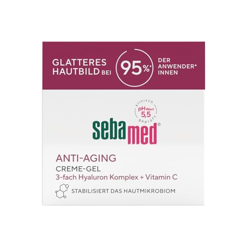 Sebamed Anti-Aging Glättendes Creme-Gel, Gesichtscreme und Anti-Faltencreme für Männer und Frauen, mit natürlichem Vitamin C + 3-fach Hyaluron Complex, glatteres Hautbild bei 95% der Anwender, 50 ml von Sebamed