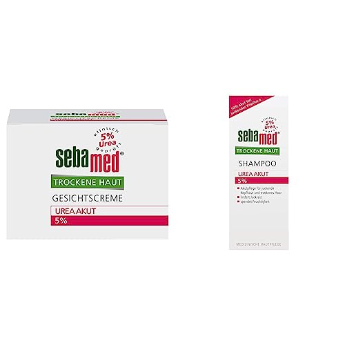 Sebamed Trockene Haut Gesichtscreme Urea Akut 5 Prozent, für Männer und Frauen & Shampoo Urea Akut 5%, lindert spürbar Juckreiz bei trockener Kopfhaut und hilft von Sebamed