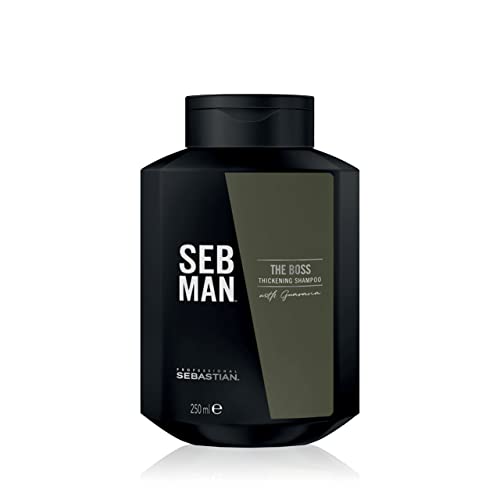 SEB MAN THE BOSS – verdichtendes Volumenshampoo für mehr Fülle – kräftigendes Shampoo mit Guarana-Extrakt und anregendem Duft von Bergamotte und rosa Pfeffer von SEBASTIAN
