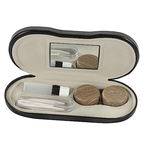 SECFOU 1satz Tragbares -brillenetui Mit Doppelverwendung Organizer Für Brillen Und Kontaktlinsen Multifunktionale Aufbewahrungsbox Im Holzdesign Für Reisen Und Täglichen Gebrauch von SECFOU