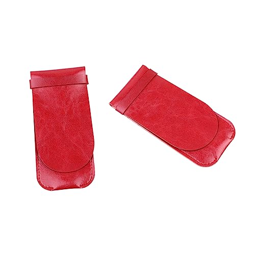 SECFOU 1stück Handgefertigter Stiftetui Aus Leder Vintage Multifunktionale Stift-hülle Rote Stiftaufbewahrungstasche Für Schule Büro Und Zuhause -Pack von SECFOU