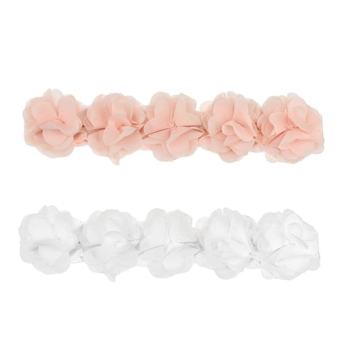 SECFOU 2stücke Junge Mädchen Stirnband Haarband Mädchen Kopftuch Kopfschmuck Fünf Blumen Nebeneinander Haarschmuck Für Kleinkinder Weiß Rosa Elastisch Soft von SECFOU