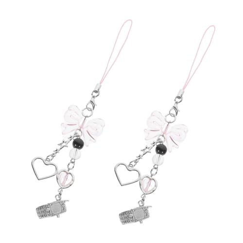 SECFOU Handy Ketten 2er Set Handy Kette Mit Transparentem Herz Und Schleifen Design Universelles Handyanhänger Für Smartphones Abnehmbarer Handygurt Und Schlüsselband Perfekt Für Damen Und Ädchen von SECFOU