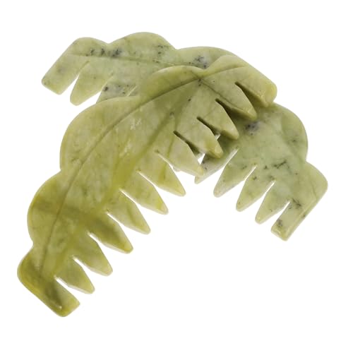 SECFOU 2stücke Jade Haarkamm Mit Massagefunktion Für Frauen Friseurwerkzeug Aus Natürlichem Jadematerial Glatte Oberfläche Abgerundete Spitzen Für Kopfhautpflege von SECFOU