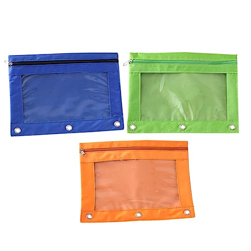 SECFOU 3stücke Reißverschluss-Ordner Taschen Transparente Federmäppchen Dokumenten Stifte Aufbewahrung Für Schule Büro Und Reisen Orange Blau Und Grün von SECFOU