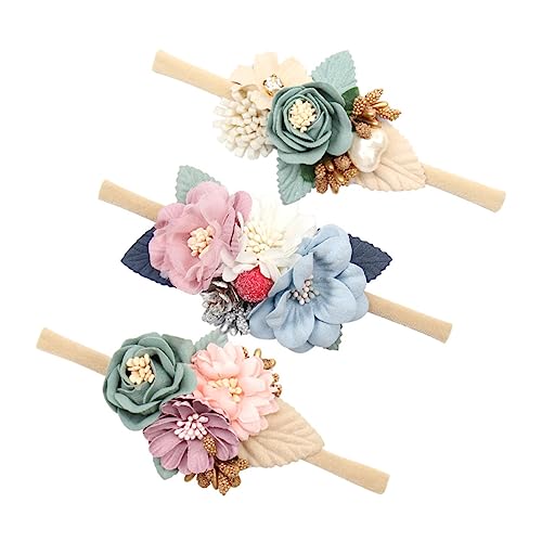 SECFOU 3stücke Blume Stirnband Für Mädchen Elastischer Haarschmuck Kopfbedeckung Junge Mädchen Blumenstirnbänder Haarband Mit Blume von SECFOU