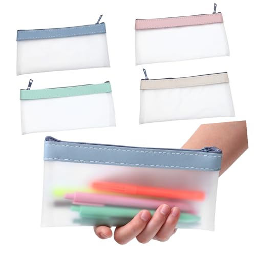 SECFOU 4stücke Federmäppchen Mit Reißverschluss Transparente Stiftehalter Stifte-Organizer Durchsichtige Taschen Geldbeutel Kosmetiktaschen Organizer Für Schreibwaren Und von SECFOU