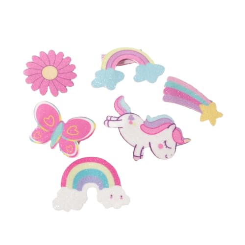 SECFOU 6 Stück Teiliges Haarklammern für Mädchen Glitzernde Einhorn und Regenbogen Haarspangen aus Weichem Material Niedliche Haar Accessoires für Junge Mädchen und Kleinkinder von SECFOU