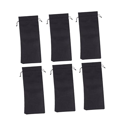 SECFOU 6 Stück Teiliges Schwarze Weintaschen aus Leinen mit Zugband Wiederverwendbare Flaschenhüllen Atmungsaktive Nachhaltige Geschenkverpackung für Weinflaschen für Festlichkeiten und von SECFOU