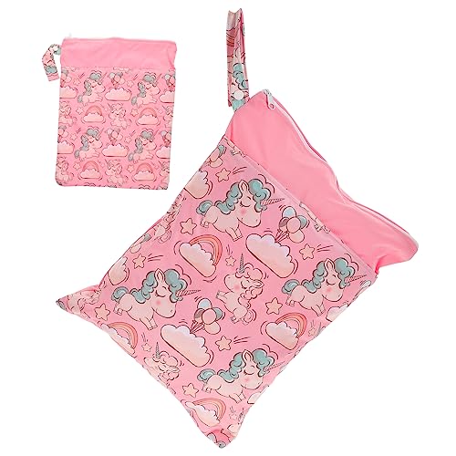 SECFOU Windeltasche Mit Doppeltem Reißverschluss Und Tragbar Organizer Für Nasse Und Trockene Windeln Für Reisen Und Unterwegs Einhorn von SECFOU