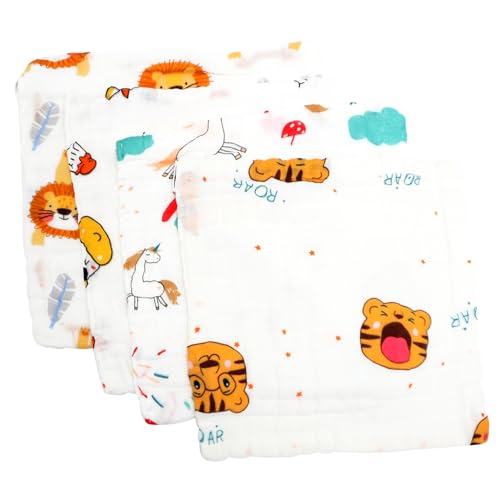SECFOU Baby Waschlappen Aus Baumwolle 4er Set Waschlappen Aus 100% Und Saugfähig Ideal Für Neugeborene Spucktücher Regenbogenpferd Baby Waschlappen von SECFOU