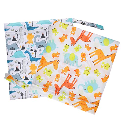SECFOU Faltbare Tragbare Windel-Aufbewahrungstasche Mit Cartoon-Druck Reißverschlusstasche Für Baby-windel-Organizer 2 Stück von SECFOU