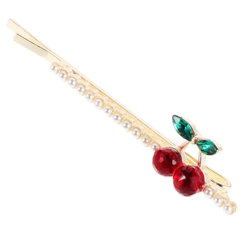 SECFOU Kirsch-haarspange Mit Strasssteinen Seitliche Haarspange Für Kunstperlen-haarnadel Mode-haar-accessoire Täglicher Gebrauch Schickes Design von SECFOU