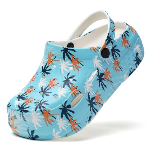 SECHRITE Clogs Damen Hausschuhe Gartenschuhe Grafikdruck Gartenclogs Leicht Sommer Atmungsaktive Pantoletten Blaue Kokosnuss 39 SECHRITE Clogs Damen Hausschuhe Gartenschuhe Grafikdruck Gartenclogs Leicht Sommer Atmungsaktive Pantoletten Blaue Kokosnuss 39 von SECHRITE