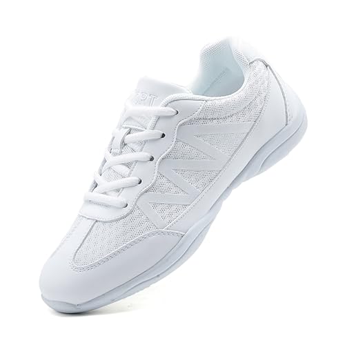 SECHRITE Damen Cheerleading Cheer Schuhe Weiß Mädchen Tanz Turnschuhe Dance Jazz Sneaker Tanzschuhe Tanztrainer Jazz-Trainer Yoga Training Aerobic Schnürschuhe 29 EU von SECHRITE