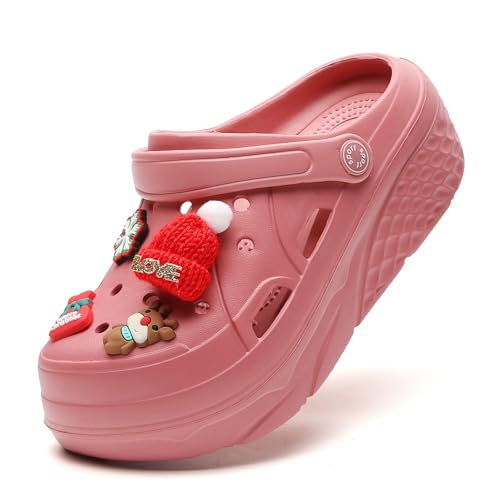SECHRITE Damen Clogs Hausschuhe Gartenschuhe Leichte Strand Wasserschuhe mit Verstellbarem Fersenriemen Atmungsaktive Outdoor-Freizeitschuhe Rot 38 von SECHRITE