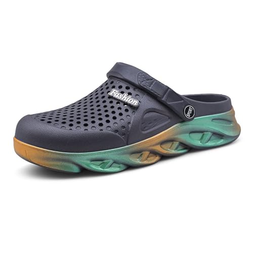 SECHRITE Damen Herren Clogs Pantoletten Gartenschuhe Gartenclogs Sommer Strand Sandalen Hausschuhe Männer Garten Clogs rutschfest Badeschuhe Duschschuhe Aqua Haus Slippers Grau 45 EU von SECHRITE