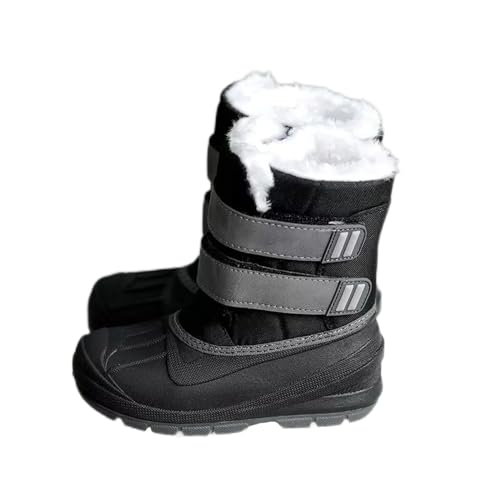 SECHRITE Kinder Winterstiefel Schneestiefel Jungen Mädchen Gummistiefel Winter Warm Gefütterte Winterschuhe Snowboots für Winter-Bootie Outdoor Schneeschuh Rutschfeste wasserdicht Schwarz 33 EU von SECHRITE