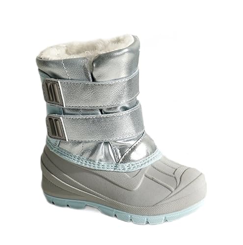 SECHRITE Schneestiefel Mädchen Jungen Winterstiefel Gefüttert Kinder Gummistiefel Für Schneeschuh Winter Wasserdicht Winterboots Snowboots Himmelblau 27 EU von SECHRITE