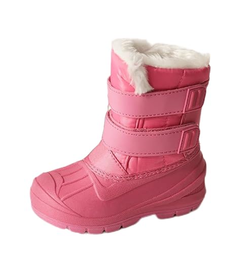 SECHRITE Schneestiefel Mädchen Jungen Winterstiefel Gefüttert Kinder Gummistiefel Für Schneeschuh Winter Wasserdicht Winterboots Snowboots Rose 26 EU von SECHRITE