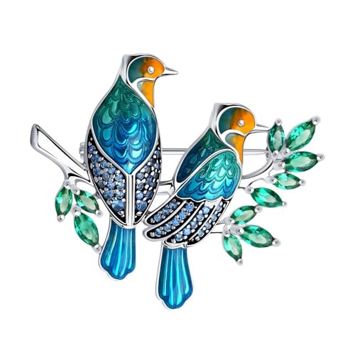 Brosche Anstecknadel Vogel 925 Silber Emaille Zirkonia Steine Markenschmuck bei Secretforyou von SECRET FOR YOU EINFACH SCHÖN