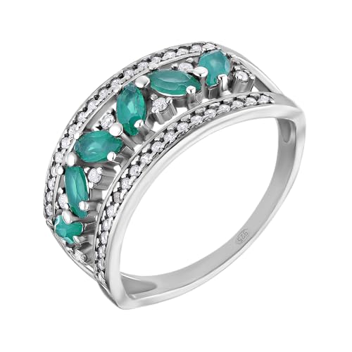 SECRET FOR YOU EINFACH SCHÖN Ring Fingerring 925 Silber Silberring Chrysopras Zirkonia Steine Echtschmuck (18,5(58)) von SECRET FOR YOU EINFACH SCHÖN