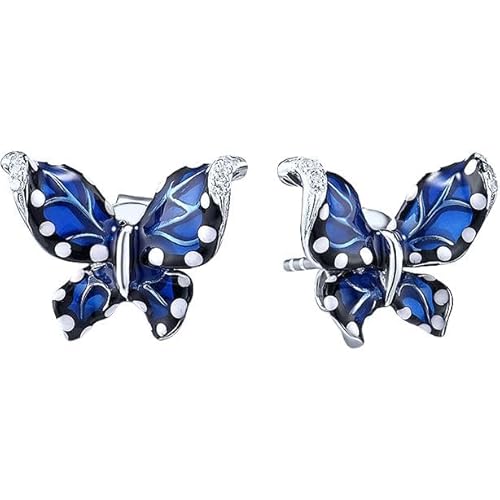 Silberohrringe Ohrringe Ohrstecker 925 Silber Zirkonia Steine mit Emaille Ohrschmuck Echtschmuck Damenschmuck von SECRET FOR YOU EINFACH SCHÖN