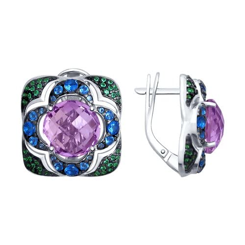Silberohrringe für Damen Ohrringe Creolen Sterlingsilber Amethyst Zirkonia Steine Ohrschmuck Echtschmuck bei Secretforyou von SECRET FOR YOU EINFACH SCHÖN