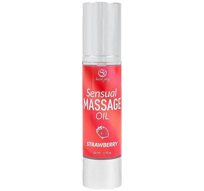 SECRET PLAY Gleit- & Massageöl Sensual Massage Oil - Strawberry, Flasche mit 50ml, 1-tlg., duftendes Massageöl ohne tierische Inhaltsstoffe von SECRET PLAY
