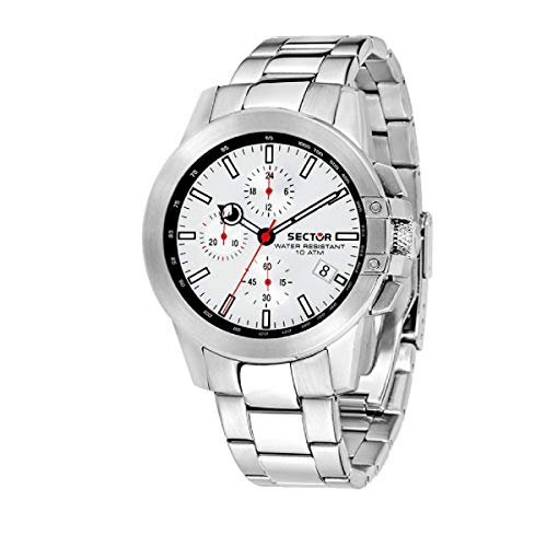 SECTOR Herren Chronograph Quarz Uhr mit Edelstahl Armband R3273797003 von Sector
