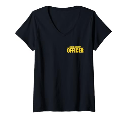 Damen Bewaffnetes Sicherheits-Offiziersschutz-Uniform-Kostüm, T-Shirt T-Shirt mit V-Ausschnitt Damen Bewaffnetes Sicherheits-Offiziersschutz-Uniform-Kostüm, T-Shirt T-Shirt mit V-Ausschnitt von SECURITY GUARD TEES
