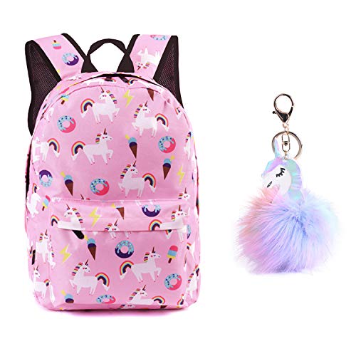 Einhorn Rucksack Kinderrucksack Mädchen Reisen Einhorn Freizeit Rucksack Wasserdicht Schüler Süßes Muster Schule Bücher Tasche Einhörner Sachen(Pink,schlüsselanhänger) von SEDEX