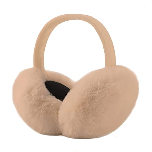 SEDEX Ohrenschützer Damen Mädchen Herren Skifahren Zubehör Flauschig Faltbar Erwachsene Ohrenschützer Thermo Ohrwärmer Schutz vor Wind Damen Geschenk für Winter (Erwachsenen-lang-plüsch-Beige) von SEDEX