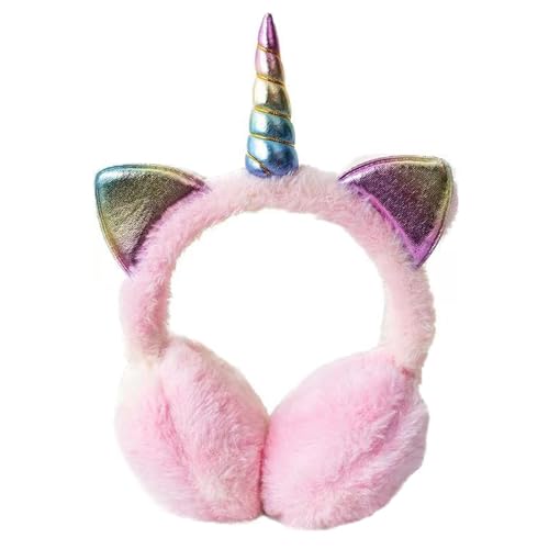 SEDEX Ohrenschützer für Mädchen, Einhorn-Ohrenschützer, Winter-Kunstfell, Ohrenwärmer mit niedlichen Pailletten, Ohren für Frauen und Kinder, Pink-4, One size von SEDEX