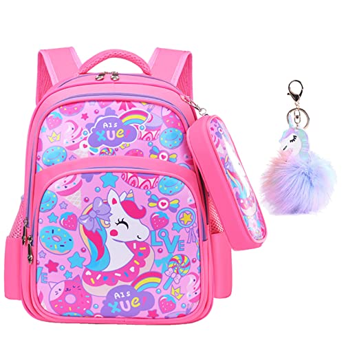 Schulrucksack Einhorn Rucksack Schule Teenager Mädchen Kinderrucksack Mädchen Reisen Einhorn Freizeitrucksack Wasserdicht Schüler Süßes Muster Schule Bücher Tasche mit Federmäppchen(Einhorn) von SEDEX