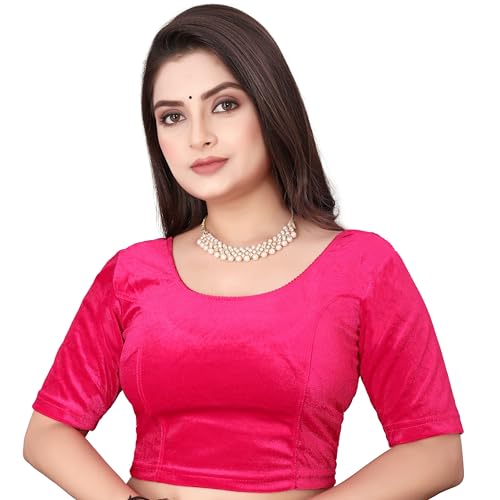 SEEANS Samtstoff fertig konfektionierte voll dehnbare Bluse für Damen, Rani, 36" TO 40" BUST von SEEANS