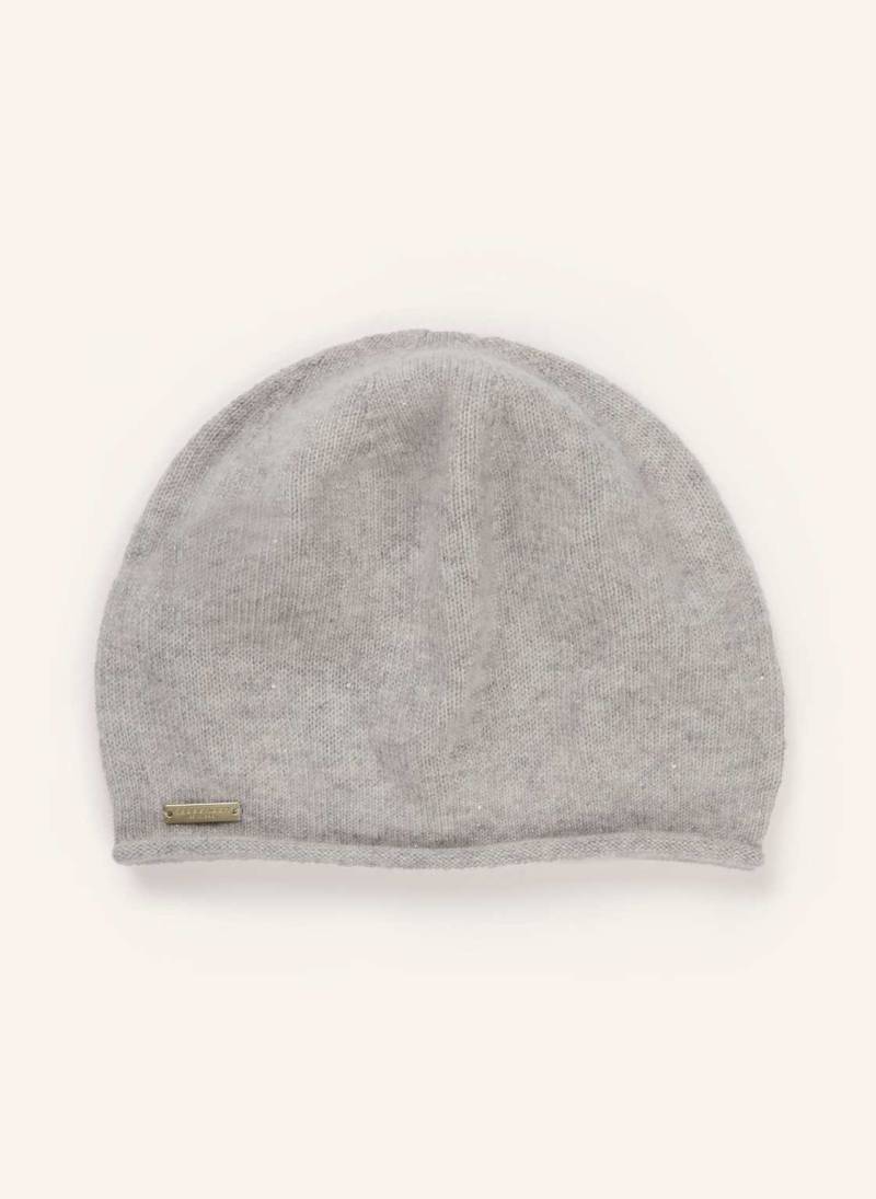 Seeberger Cashmere-Mütze Mit Pailletten Und Glitzergarn grau von SEEBERGER