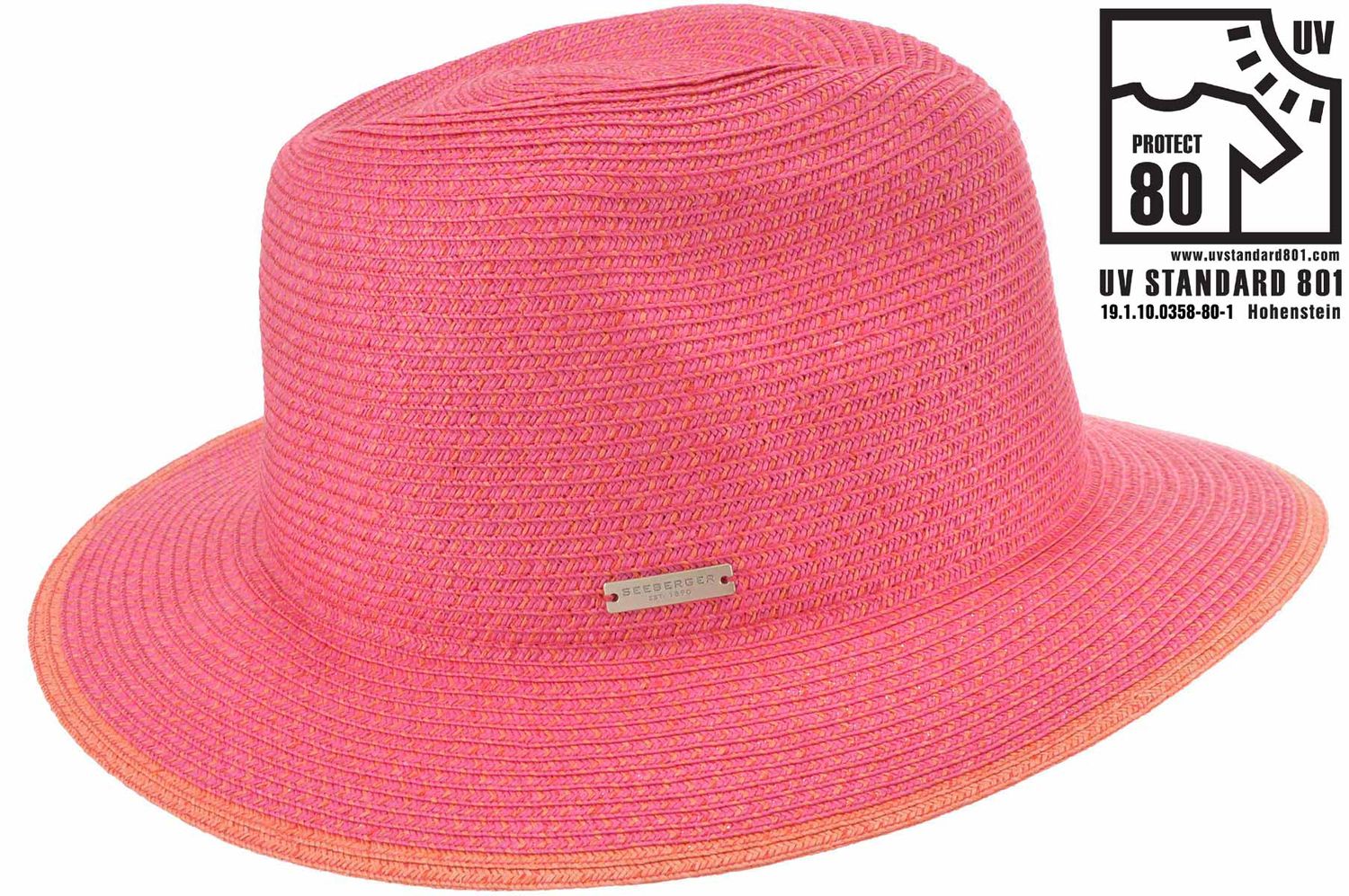 Seeberger Rollbarer Fedora Strohhut aus Borte UV-Schutz 80 von SEEBERGER