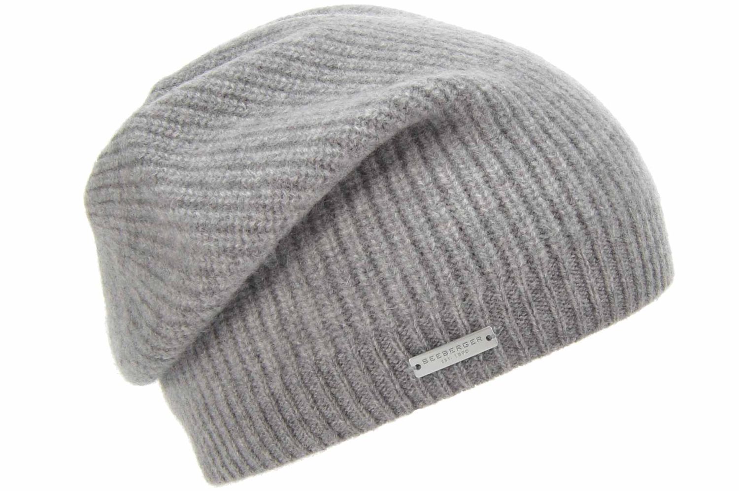 Seeberger Strickmütze-Beanie aus 100% Kaschmir im Rippmuster von SEEBERGER