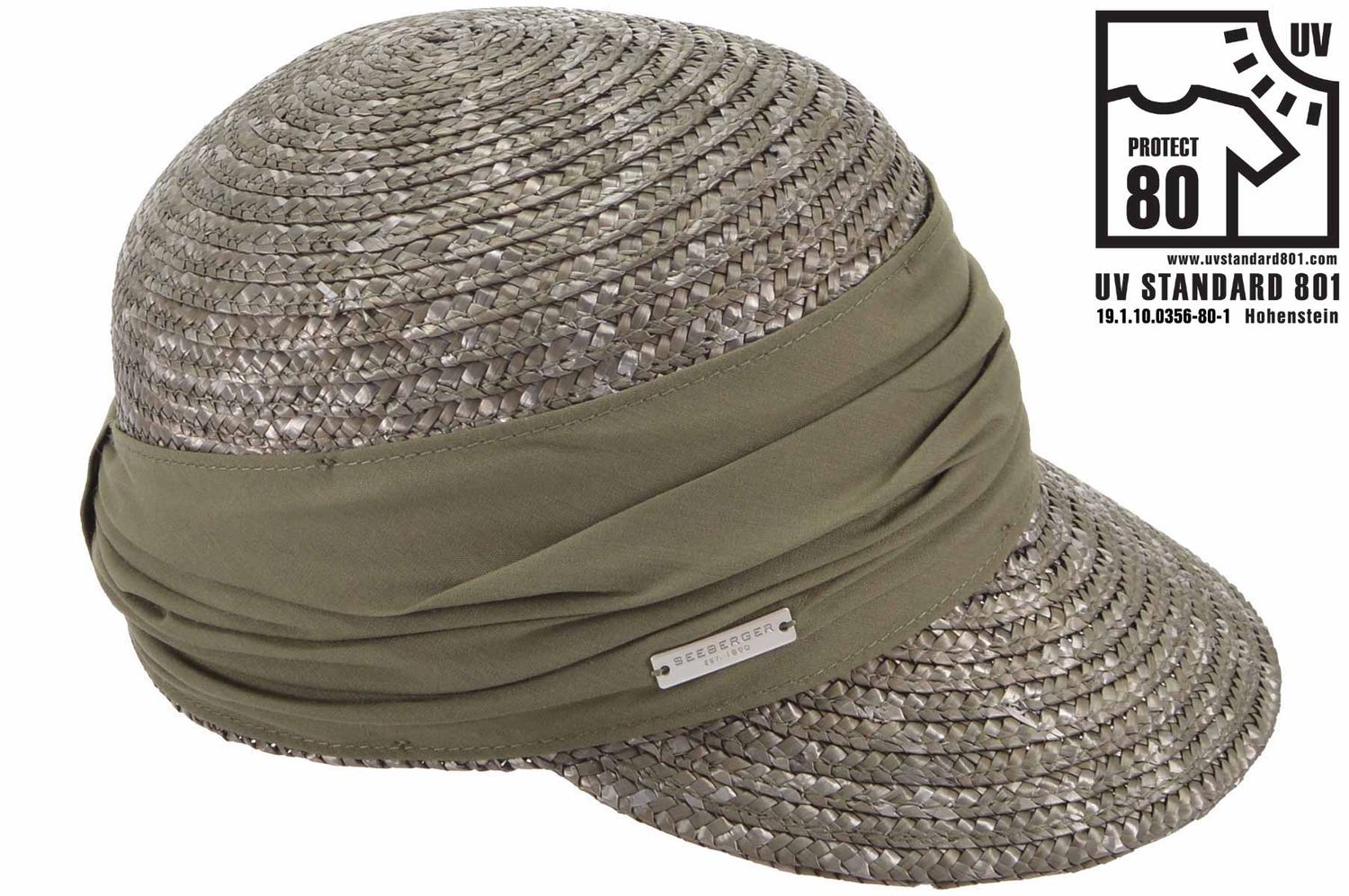 Seeberger elegante Strohborten Cap mit UV Schutz 80 von SEEBERGER