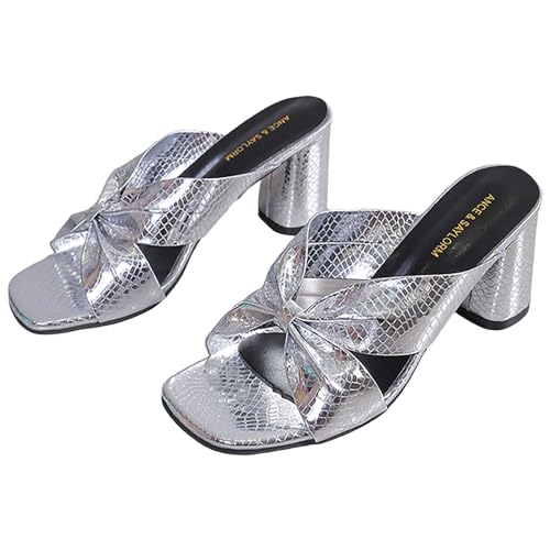 SEEGOU Damen Hausschuhe Damen Hausschuhe mit hohen Absätzen Strandschuhe Schuhe mit hohen Absätzen Sandalen Schuhe Damen Gr. 40 (Silver, 36) von SEEGOU