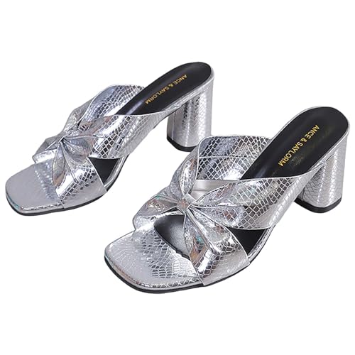 SEEGOU Damen Hausschuhe Damen Hausschuhe mit hohen Absätzen Strandschuhe Schuhe mit hohen Absätzen Sandalen Schuhe Damen Gr. 40 (Silver, 38) von SEEGOU