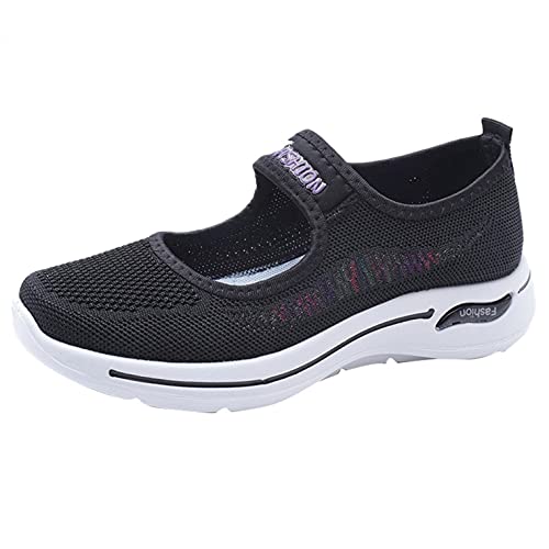 SEEGOU Damen Schlupfschuh Flache Bequeme Leichte Lässige Schuhe Weicher Boden Laufschuhe Dämpfung Turnschuhe Atmungsaktiv Mesh Schuhe Walking Schuhe für Outdoor Fitness Sportschuhe von SEEGOU