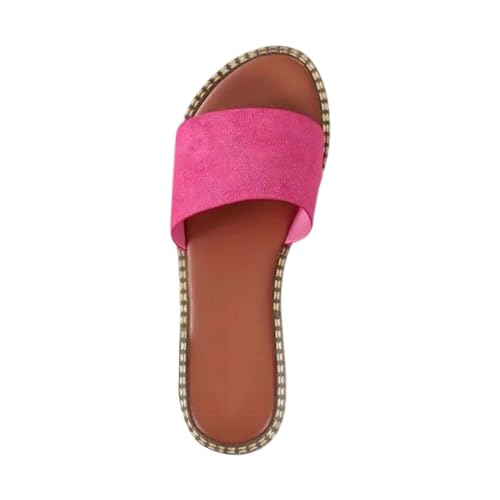 SEEGOU Damen-Strandsandalen, hohle lässige Hausschuhe, flache Schuhe, Retro-Sandalen Damen Schuhe 42 (Hot Pink, 36) von SEEGOU