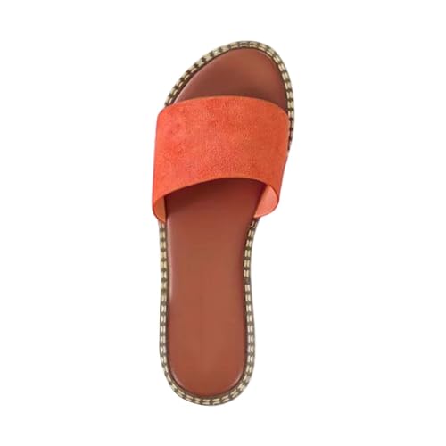 SEEGOU Damen-Strandsandalen, hohle lässige Hausschuhe, flache Schuhe, Retro-Sandalen Damen Schuhe 42 (Orange, 36) von SEEGOU